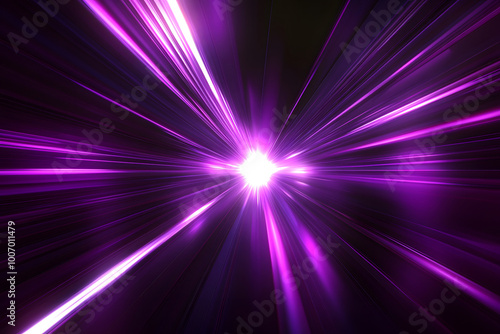 Purple neon light streaks from the center on a dark background