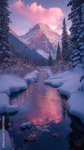 serene winter lake reflecti...