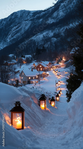 snowy neighborhood street a...