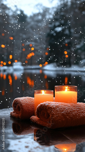 tranquil winter spa scene w...