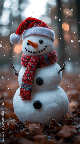 whimsical scene of a snowma...
