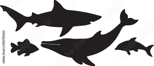 A set of fish vector silhouette image, generative AI