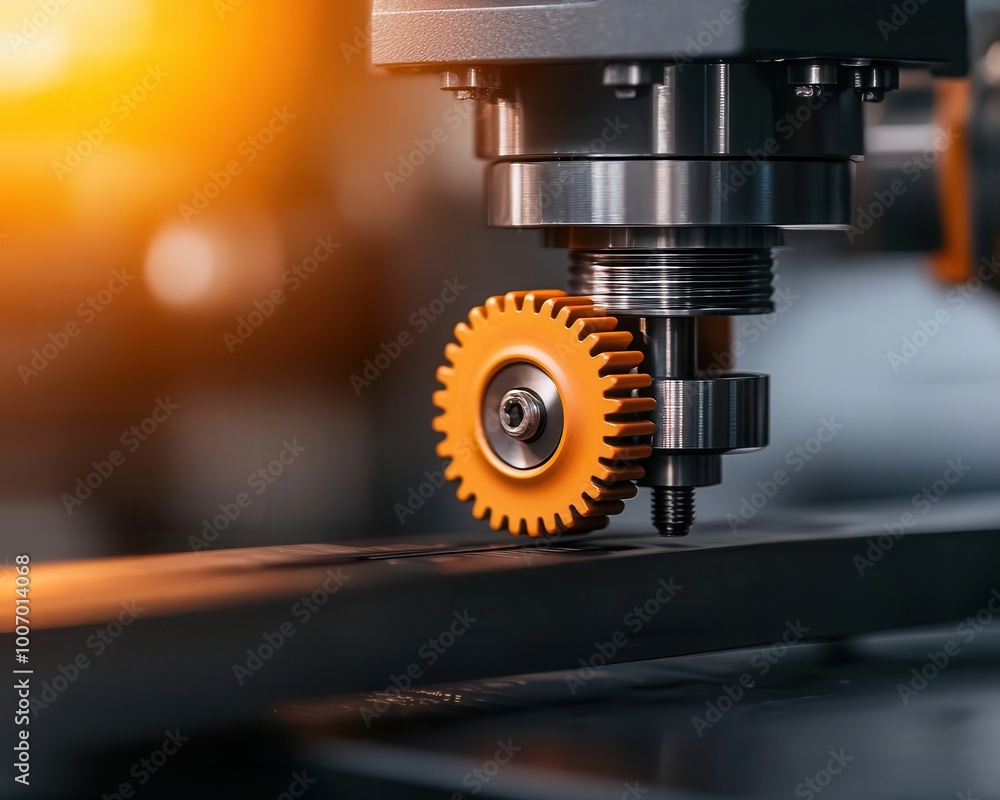 Fototapeta premium Engineers fine-tuning the friction coefficients of sliding mechanisms in an industrial machine, friction control, mechanical efficiency