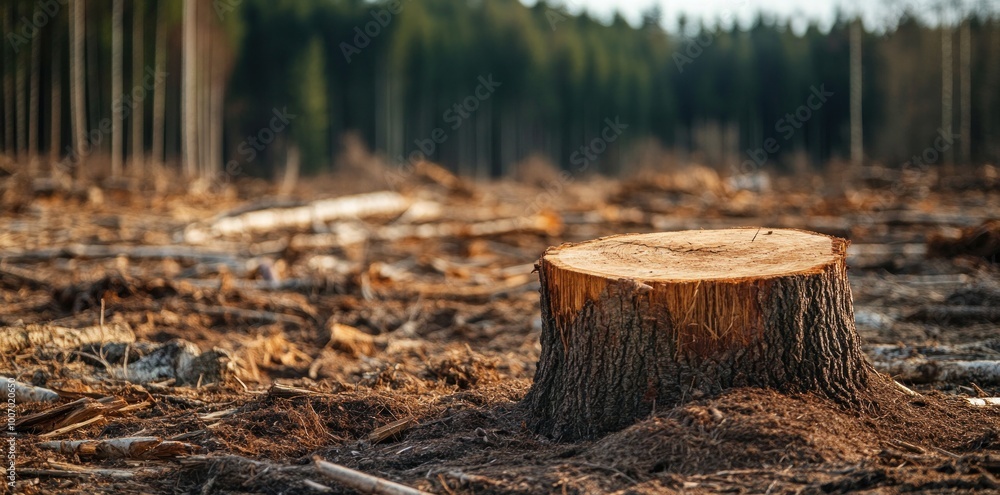 A large tree stump sits in a field of dead trees A large tree stump sits in a field of dead trees