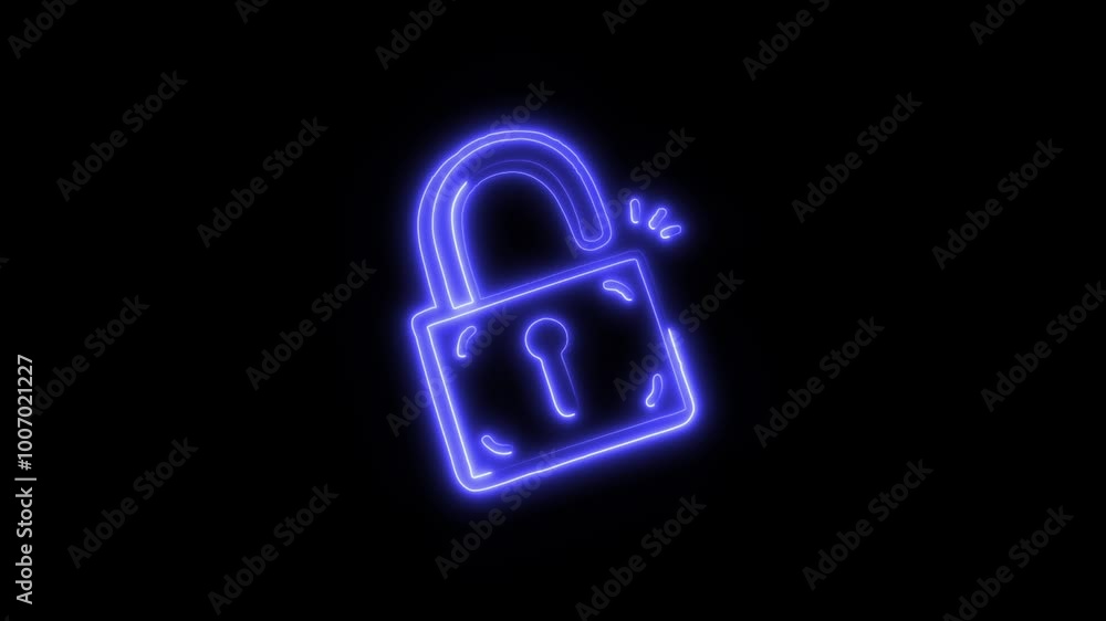 Lock Outline Icon in HD Video Neon Animation – Security and Protection Symbol for Privacy, Safe Access, and Encryption on Black Background Lock Outline Icon in HD Video Neon Animation – Security and Protection Symbol for Privacy, Safe Access, and Encryption on Black Background