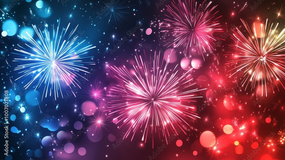 Fototapeta premium Festive celebration banner with fireworks
