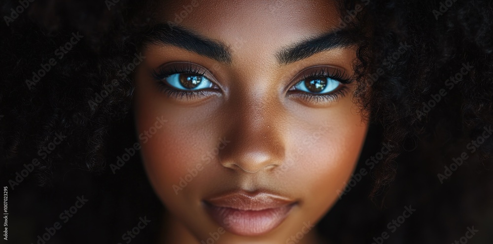 A woman with dark hair and brown eyes is looking at the camera A woman with dark hair and brown eyes is looking at the camera
