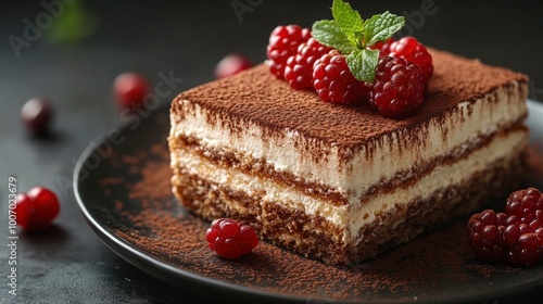 Delicious Tiramisu Dessert with Fresh Berries