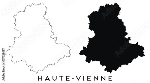 Haute Vienne map outline and black silhouette vector