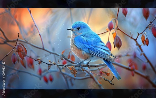 Blue bird on a branch photo