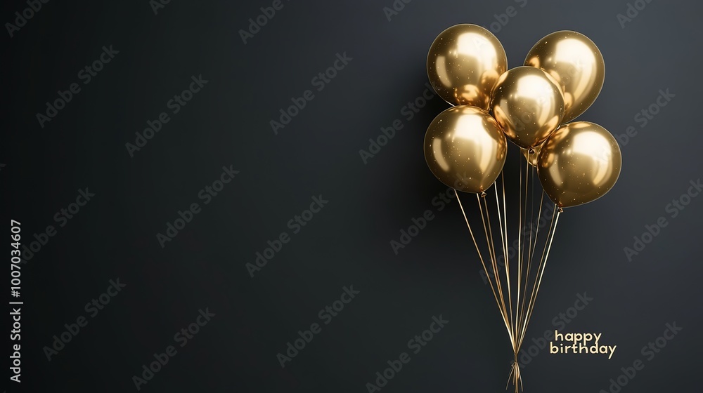 Dark grey background gold balloons on write on Dark grey background gold balloons on write on
