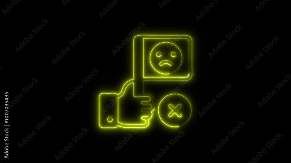 Bad Feedback Outline Icon in HD Video Neon Animation – Negative Review and Criticism Symbol for Customer Dissatisfaction and Poor Ratings on Black Background Bad Feedback Outline Icon in HD Video Neon Animation – Negative Review and Criticism Symbol for Customer Dissatisfaction and Poor Ratings on Black Background