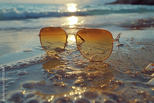 Wallpaper Mural Stylish Sunglasses on Beach at Sunset Torontodigital.ca