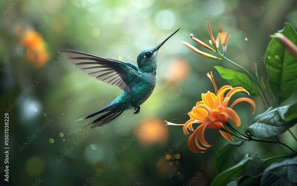 Fototapeta premium Hummingbird Long tailed sylph