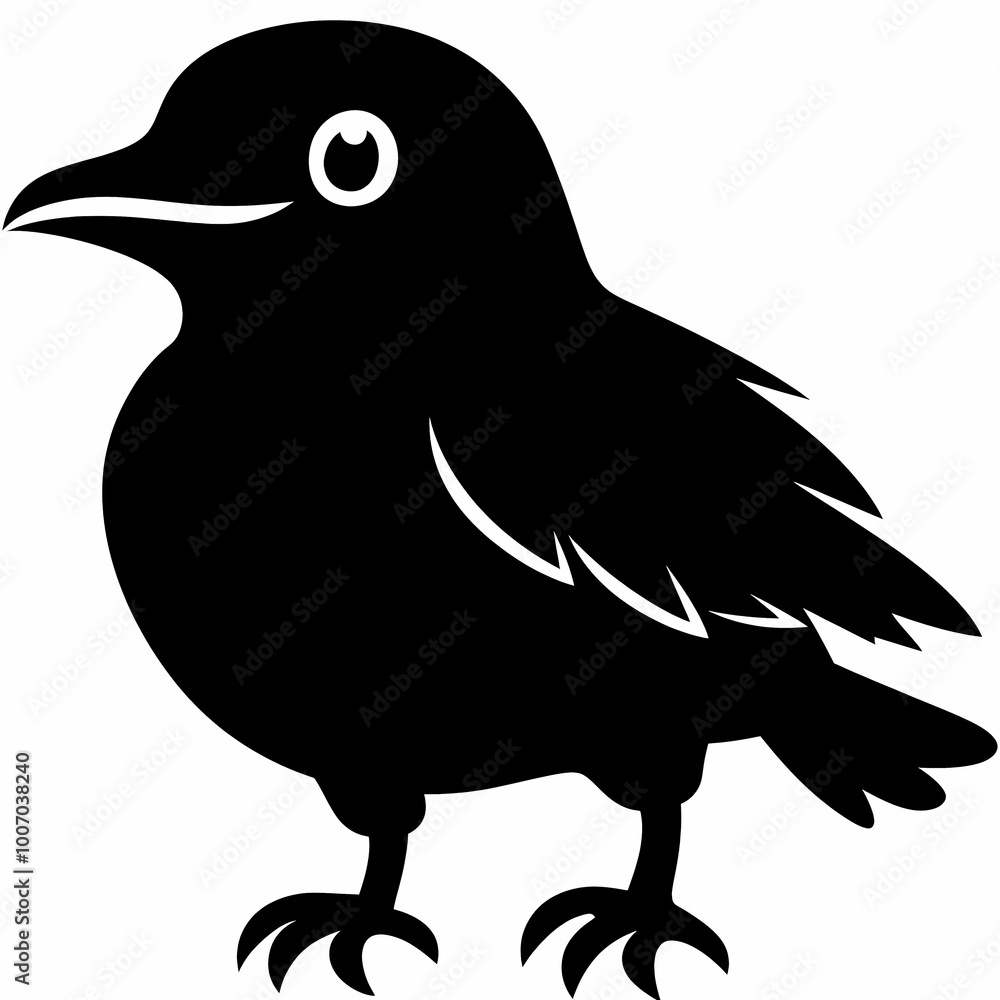 Simple Crow Silhouette in Unique Pose Simple Crow Silhouette in Unique Pose