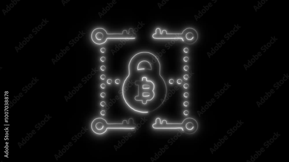 Bitcoin Encryption Outline Icon in HD Video Neon Animation – Cryptocurrency and Security Symbol for Blockchain Protection, Digital Privacy, and Data Encryption on Black Background Bitcoin Encryption Outline Icon in HD Video Neon Animation – Cryptocurrency and Security Symbol for Blockchain Protection, Digital Privacy, and Data Encryption on Black Background