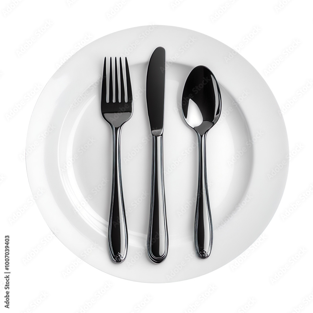 Beautiful Cutlery With Plate isolated on transparent background Beautiful Cutlery With Plate isolated on transparent background
