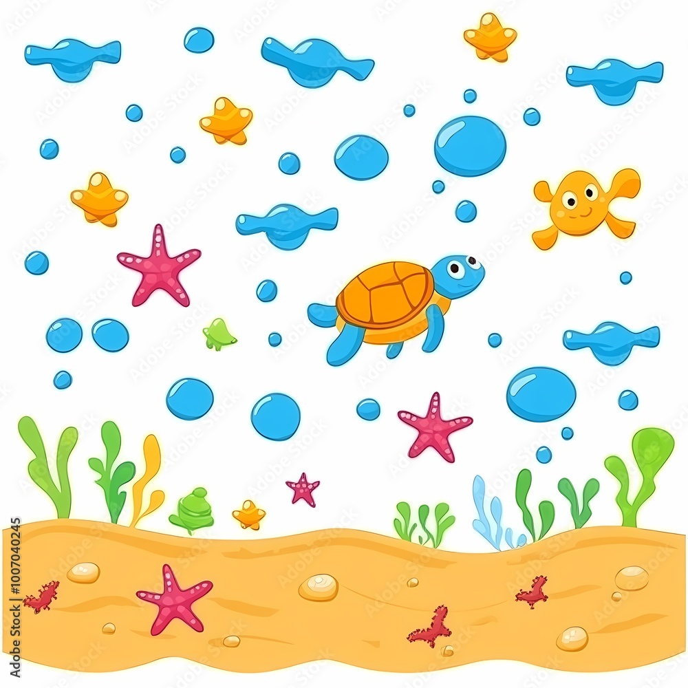 Playful Underwater World with a Friendly Sea Turtle Playful Underwater World with a Friendly Sea Turtle