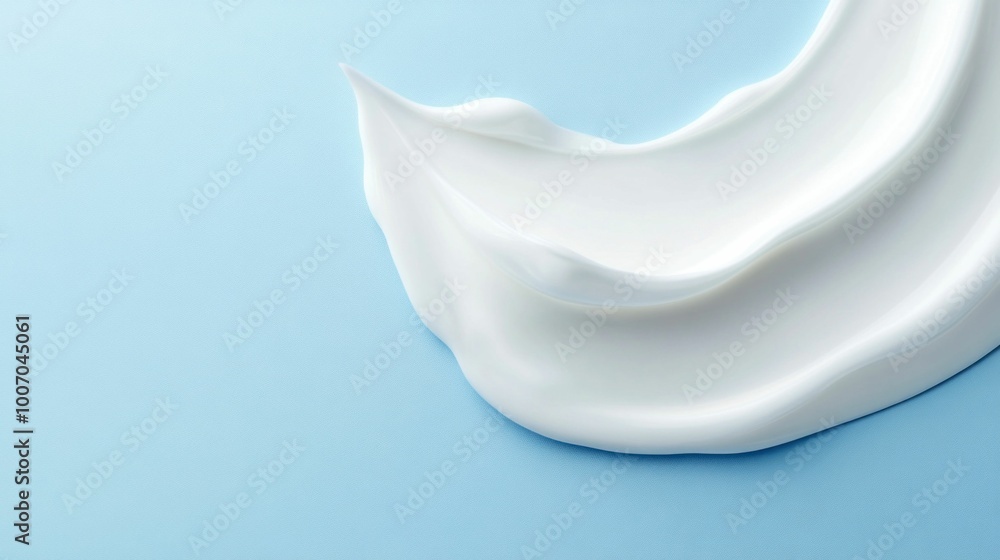 Smooth White Cream Swirl on Light Blue Background. Generative ai Smooth White Cream Swirl on Light Blue Background. Generative ai