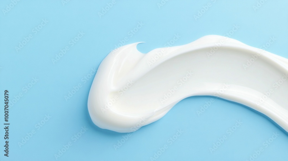 Smooth White Cream Swirl on Light Blue Background. Generative ai Smooth White Cream Swirl on Light Blue Background. Generative ai