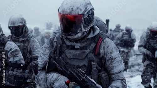 Futuristic soldier at war