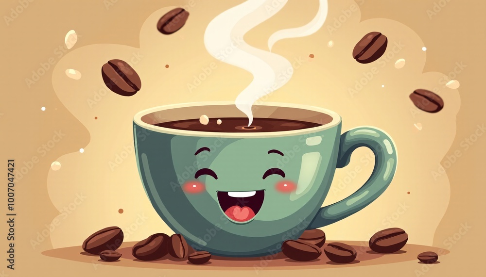 Obraz premium Сartoon funny cup of coffee