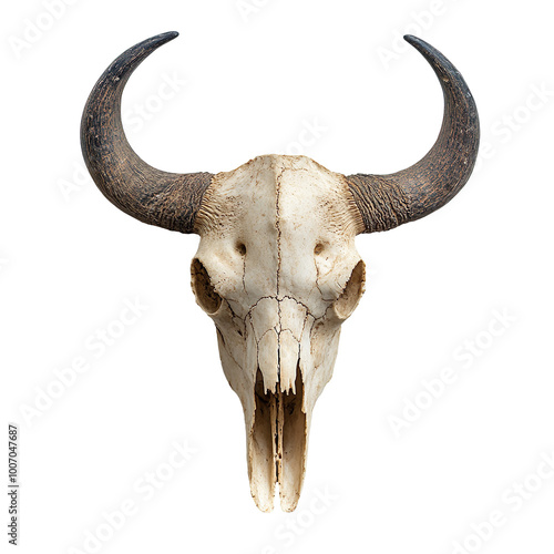 Beige bison skull isolated on transparent background