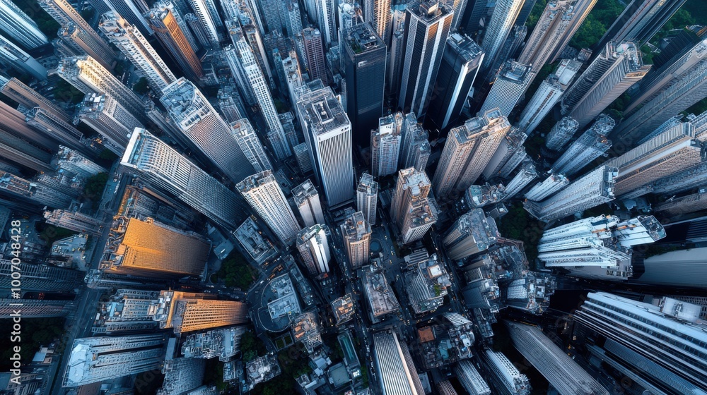 Obraz premium Aerial View of Urban City Skyscraper Landscape