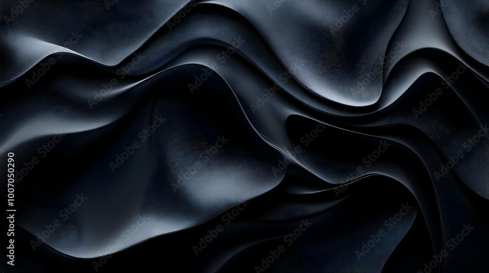 Abstract 3D Background with Wavy, Dark Blue, and Shiny Surface Abstract 3D Background with Wavy, Dark Blue, and Shiny Surface