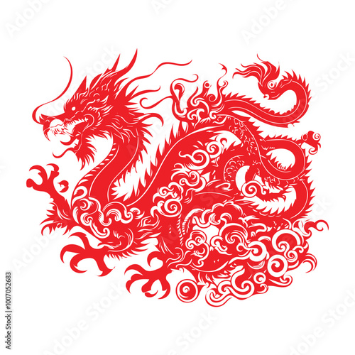 Chinese dragon tattoo style. Dragon vecctor design for t-shirt