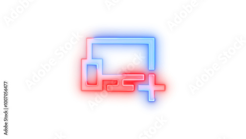 Neon icon add remote device symbol transparent background