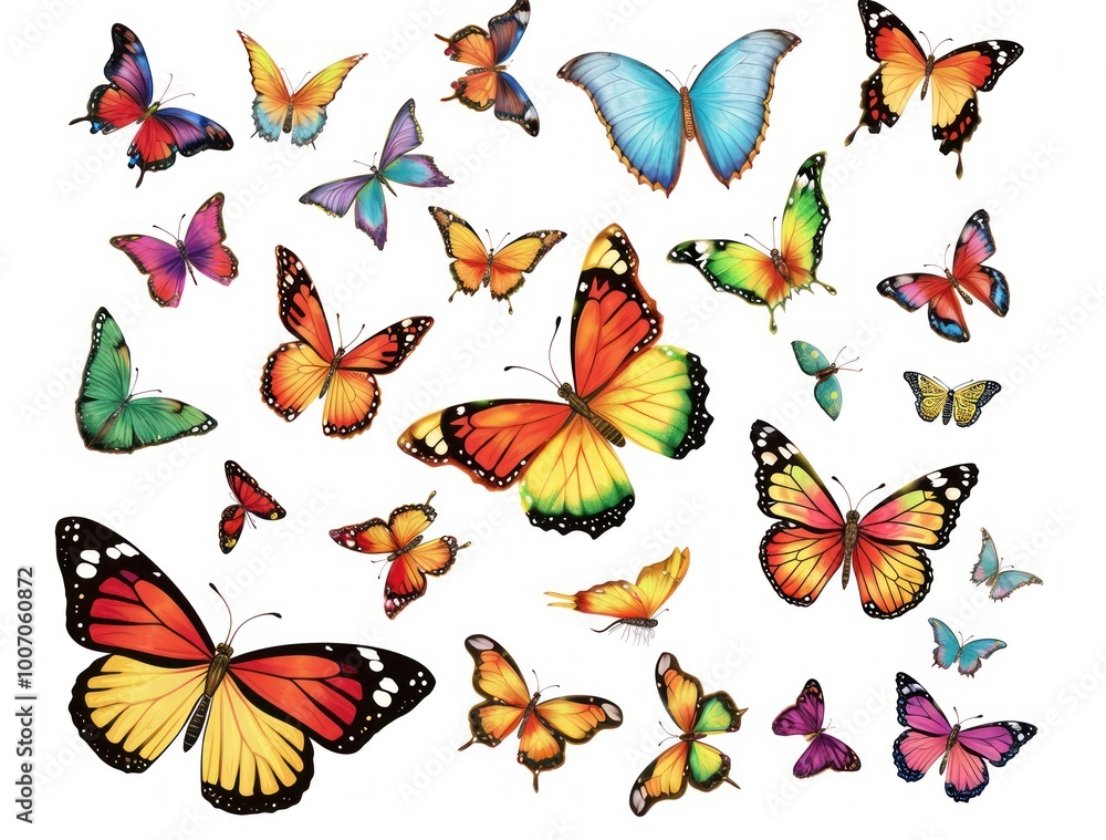 A Colorful Swarm of Butterflies in Flight A Colorful Swarm of Butterflies in Flight