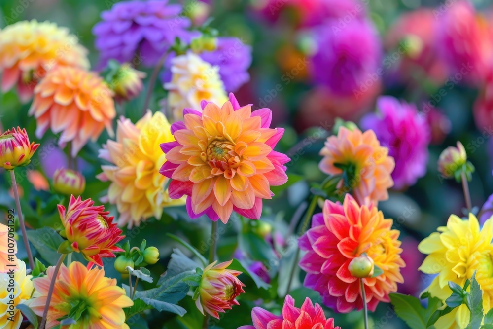 A bunch of colorful flowers growing in a sunny field, ideal for use as a background or to illustrate a story about nature and beauty A bunch of colorful flowers growing in a sunny field, ideal for use as a background or to illustrate a story about nature and beauty