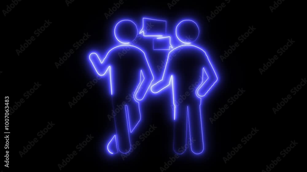 Social Life Outline Icon in HD Video Neon Animation – Community and Interaction Symbol for Relationships, Friendships, and Connections on Black Background Social Life Outline Icon in HD Video Neon Animation – Community and Interaction Symbol for Relationships, Friendships, and Connections on Black Background
