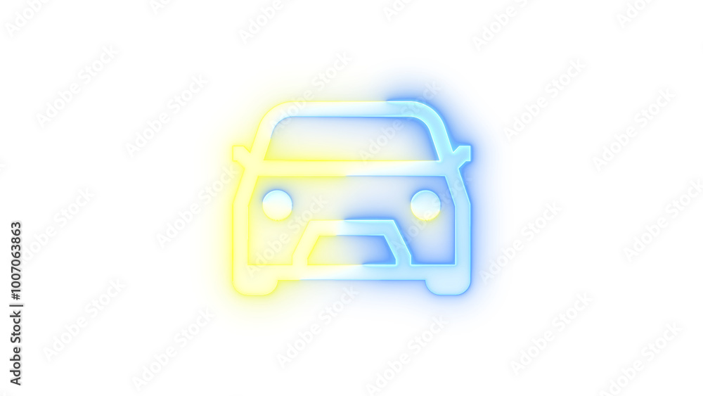 Neon icon car symbol transparent background Neon icon car symbol transparent background
