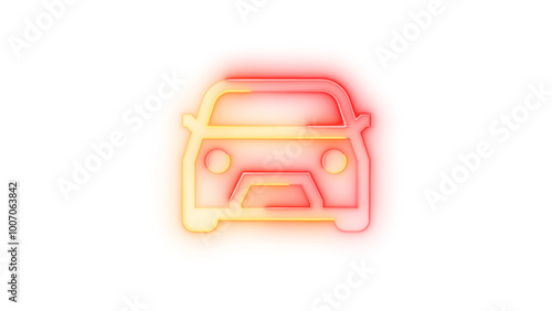 Neon icon car symbol transparent background