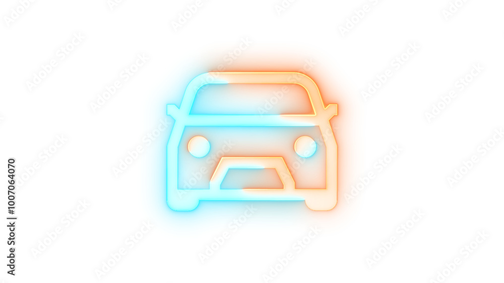 Neon icon car symbol transparent background Neon icon car symbol transparent background