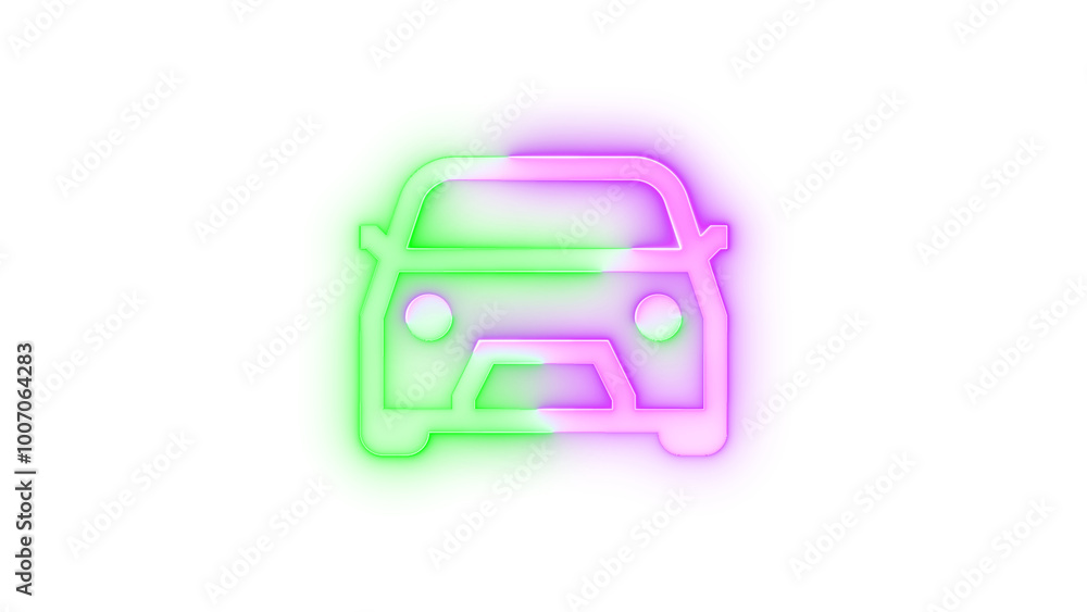 Neon icon car symbol transparent background Neon icon car symbol transparent background