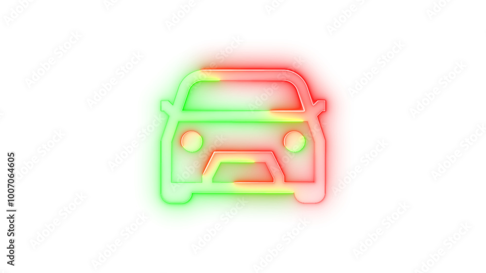 Neon icon car symbol transparent background Neon icon car symbol transparent background