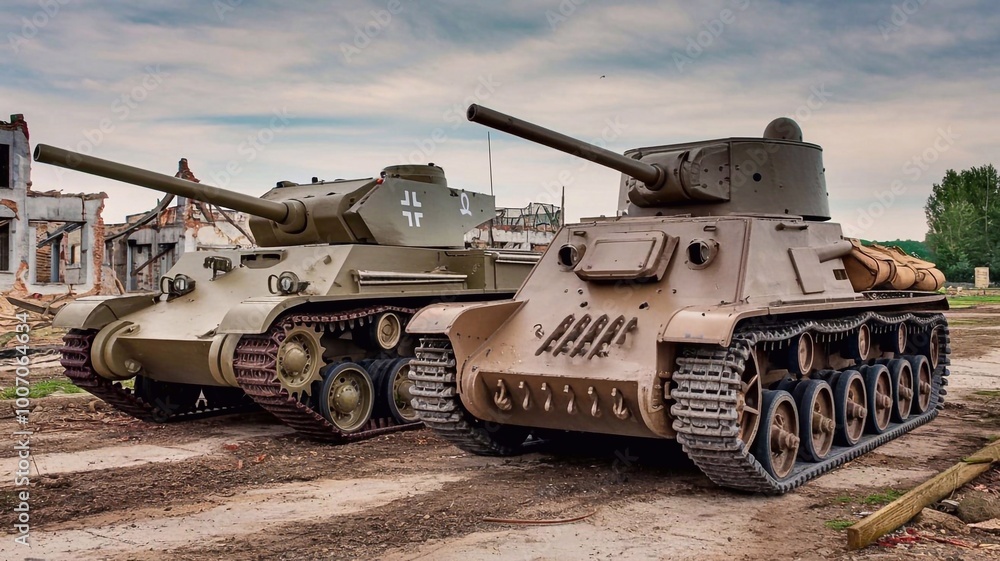 two tanks representing war and destruction two tanks representing war and destruction