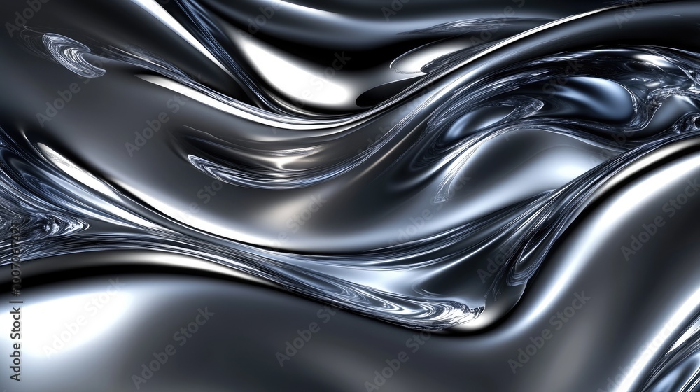 Futuristic Metallic Wave Design in Abstract 3D Chrome Background Futuristic Metallic Wave Design in Abstract 3D Chrome Background
