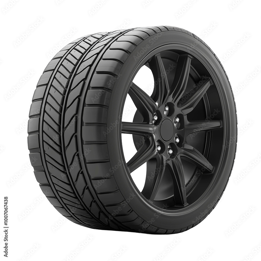 Obraz premium Black wheel on transparent background