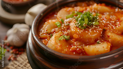 Kimchi Famous Korean food, Tasty paya soup bowl isolated, Soul food, Hearty meal, Fusion food.