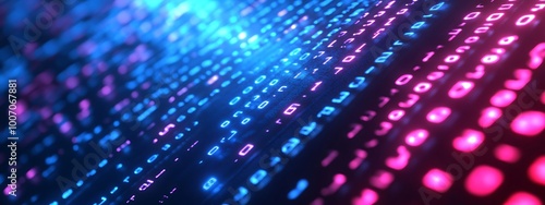 Wallpaper Mural A stream of binary code (ones and zeros) cascading diagonally across a dark blue background, creating a futuristic, data-driven aesthetic. Torontodigital.ca