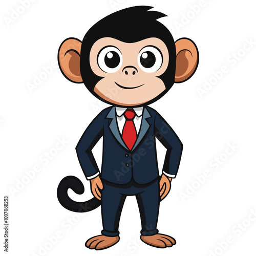 Manager Monkey Cute Cartoon Illustration