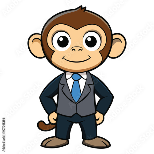 Manager Monkey Cute Cartoon Illustration