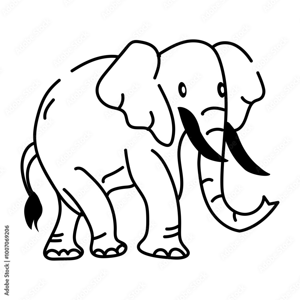 Cute elephant icon designed in drawing style Cute elephant icon designed in drawing style