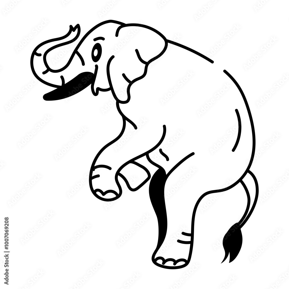 Obraz premium Drawing style icon of standing elephant