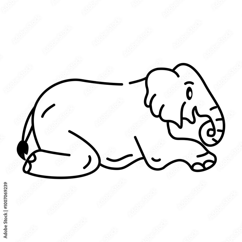 Fototapeta premium Baby elephant icon in doodle style 