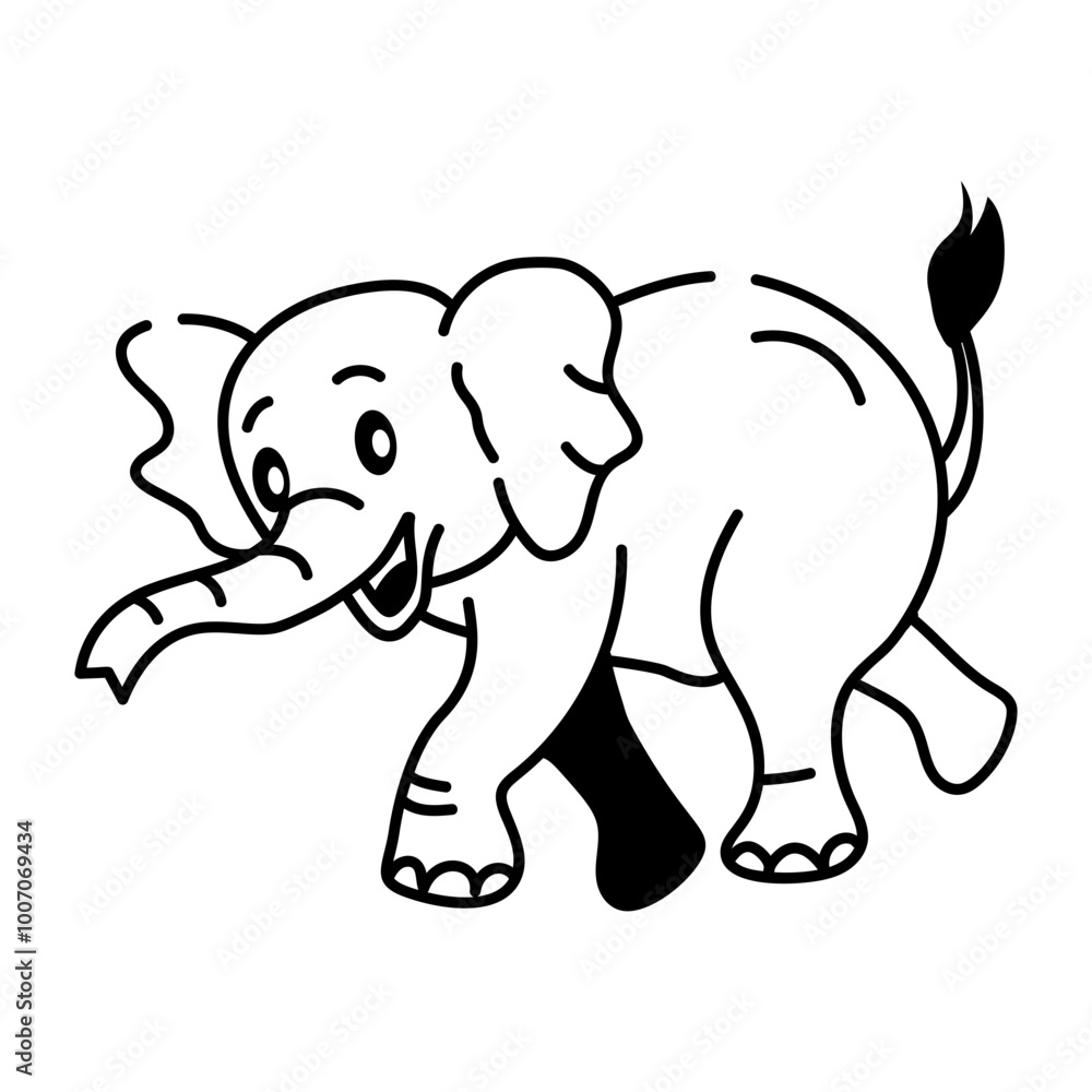 Fototapeta premium Hand drawn style icon of walking elephant 